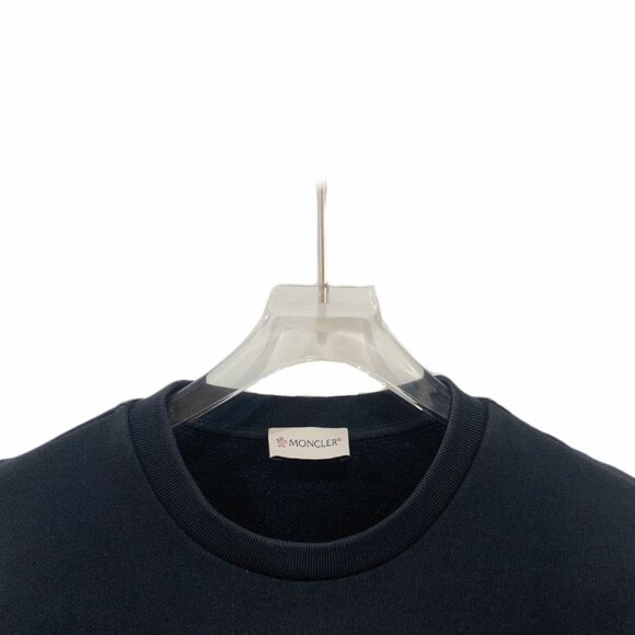 Moncler Black Logo Patch Cotton Crewneck Long Sleeve Sweatshirt - Picture 3 of 9